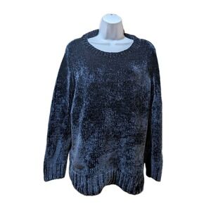 Orvis‎ Beautiful Navy Chenille Crew Neck Long Sleeve Pullover Sweater Womens XL